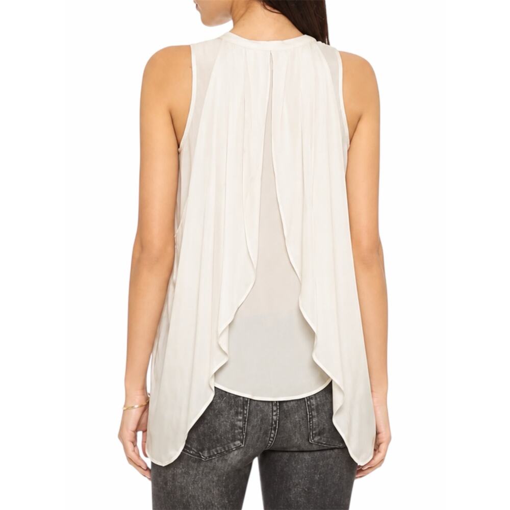 addison Revolve Cascade Hem Button Front Drapey Blouse Ivory Size S - Picture 3 of 10